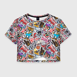 Футболка 3D укороченная женская Рисунок колледж, цвет: 3D-принт