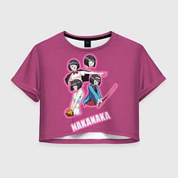 Футболка 3D укороченная женская Наканака, цвет: 3D-принт