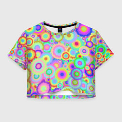 Футболка 3D укороченная женская Disco-Tie-Dye, цвет: 3D-принт