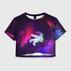Футболка 3D укороченная женская Space Glitch, цвет: 3D-принт