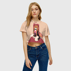 Футболка 3D укороченная женская Raccoon andTanuki, цвет: 3D-принт — фото 2