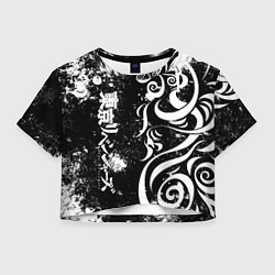 Футболка 3D укороченная женская ТОКИЙСКИЕ МСТИТЕЛИ - БРЫЗГИ КРАСКИ, цвет: 3D-принт