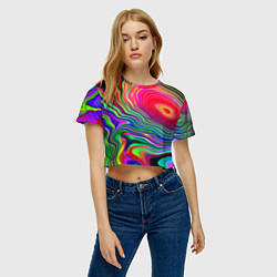 Футболка 3D укороченная женская Expressive pattern Neon, цвет: 3D-принт — фото 2