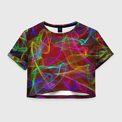 Футболка 3D укороченная женская Color neon pattern Vanguard, цвет: 3D-принт