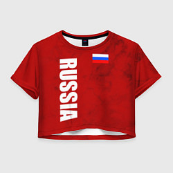 Футболка 3D укороченная женская RUSSIA - RED EDITION - SPORTWEAR, цвет: 3D-принт