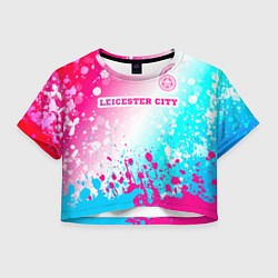 Футболка 3D укороченная женская Leicester City Neon Gradient, цвет: 3D-принт