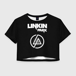Футболка 3D укороченная женская Linkin Park логотип и надпись, цвет: 3D-принт