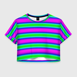 Женский топ Зеленый и фиолетовые яркие неоновые полосы striped