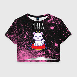 Футболка 3D укороченная женская Яна - КОШКА - Краска, цвет: 3D-принт