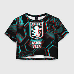 Женский топ Aston Villa FC в стиле Glitch на темном фоне