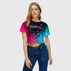 Футболка 3D укороченная женская Portal Neon Gradient, цвет: 3D-принт — фото 2