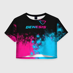 Футболка 3D укороченная женская Genesis Neon Gradient, цвет: 3D-принт