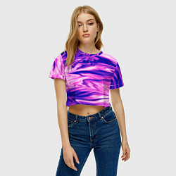 Футболка 3D укороченная женская Розово-фиолетовый мраморный узор, цвет: 3D-принт — фото 2