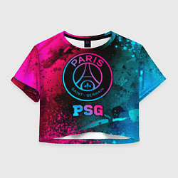 Футболка 3D укороченная женская PSG - neon gradient, цвет: 3D-принт