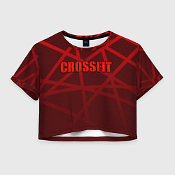 Футболка 3D укороченная женская CROSSFIT - КРАСНЫЕ ЛИНИИ, цвет: 3D-принт