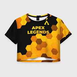 Футболка 3D укороченная женская Apex Legends - gold gradient: символ сверху, цвет: 3D-принт
