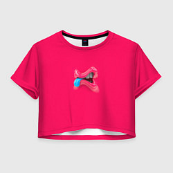 Футболка 3D укороченная женская Розовый монстр, цвет: 3D-принт
