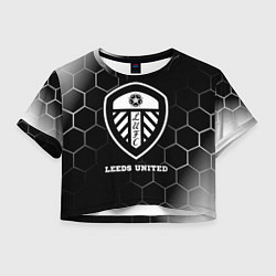 Футболка 3D укороченная женская Leeds United sport на темном фоне, цвет: 3D-принт