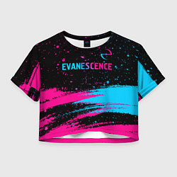 Футболка 3D укороченная женская Evanescence - neon gradient: символ сверху, цвет: 3D-принт
