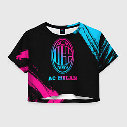 Футболка 3D укороченная женская AC Milan - neon gradient, цвет: 3D-принт