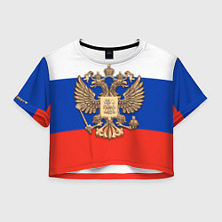 Женский топ Герб России на фоне флага