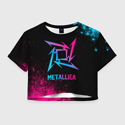 Футболка 3D укороченная женская Metallica - neon gradient, цвет: 3D-принт