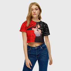 Футболка 3D укороченная женская Резе - человек бензопила, цвет: 3D-принт — фото 2
