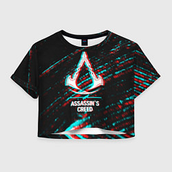 Футболка 3D укороченная женская Assassins Creed в стиле glitch и баги графики на т, цвет: 3D-принт