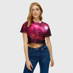 Футболка 3D укороченная женская Рубиновая туманность, цвет: 3D-принт — фото 2