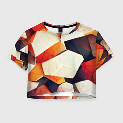Футболка 3D укороченная женская Объёмная геометрическая абстракция, цвет: 3D-принт