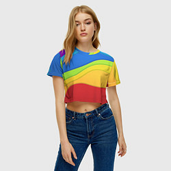 Футболка 3D укороченная женская Семь цветов радуги, цвет: 3D-принт — фото 2