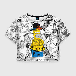 Футболка 3D укороченная женская Гомер Симпсон - ярый головорез!, цвет: 3D-принт