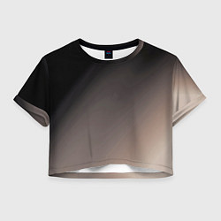 Футболка 3D укороченная женская Черный, серый бежевый градиент, цвет: 3D-принт