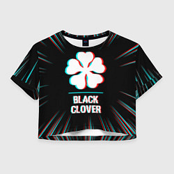 Женский топ Символ Black Clover в стиле glitch на темном фоне