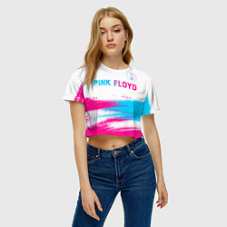 Футболка 3D укороченная женская Pink Floyd neon gradient style: символ сверху, цвет: 3D-принт — фото 2