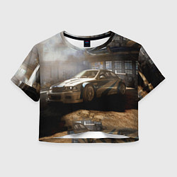 Футболка 3D укороченная женская Nfs most wanted bmw, цвет: 3D-принт