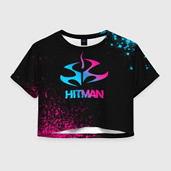 Футболка 3D укороченная женская Hitman - neon gradient, цвет: 3D-принт