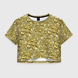 Футболка 3D укороченная женская Золотая чеканка - текстура, цвет: 3D-принт
