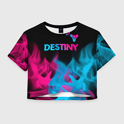 Футболка 3D укороченная женская Destiny - neon gradient: символ сверху, цвет: 3D-принт