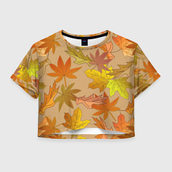 Футболка 3D укороченная женская Осенняя атмосфера, цвет: 3D-принт