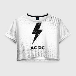 Женский топ AC DC с потертостями на светлом фоне