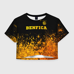 Футболка 3D укороченная женская Benfica - gold gradient: символ сверху, цвет: 3D-принт