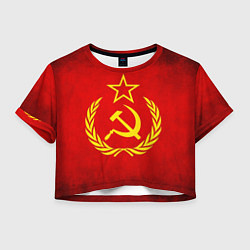 Футболка 3D укороченная женская СССР - старый флаг, цвет: 3D-принт