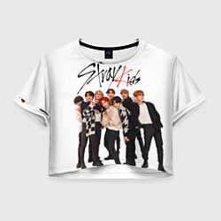 Футболка 3D укороченная женская Stray Kids white background, цвет: 3D-принт