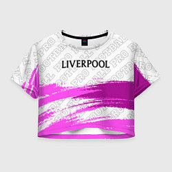 Футболка 3D укороченная женская Liverpool pro football: символ сверху, цвет: 3D-принт