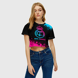 Футболка 3D укороченная женская Real Madrid - neon gradient, цвет: 3D-принт — фото 2