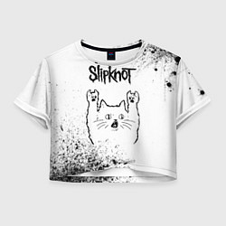 Женский топ Slipknot рок кот на светлом фоне