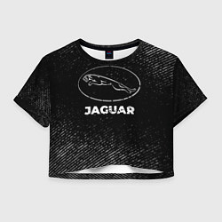 Футболка 3D укороченная женская Jaguar с потертостями на темном фоне, цвет: 3D-принт