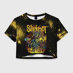 Футболка 3D укороченная женская Slipknot Yellow Monster, цвет: 3D-принт