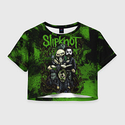 Футболка 3D укороченная женская Slipknot green art, цвет: 3D-принт